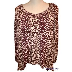 ** FREE W/PURCH Michael Kors Scoop Blouse Maroon Cranberry Long Sleeve Small NWT